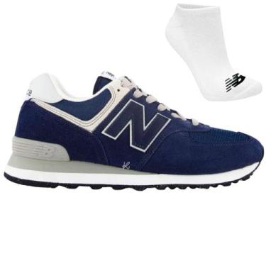 Imagem de Tênis New Balance 574 V2 Masculino e Meia, 41, Marinho, Branco, Mascul