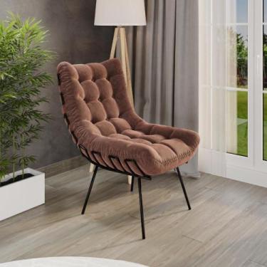 Imagem de Poltrona Costela Adão Decoração Sala De Estar Estofada Veludo Confortá