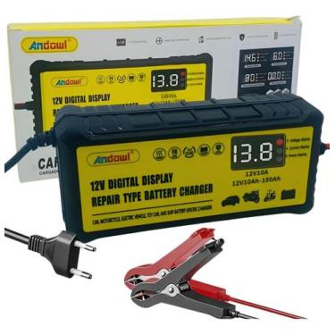 Imagem de Carregador De Bateria Inteligente Carro Moto Bivolt 12V 10A - DropJT