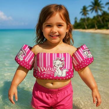 Imagem de Boia de Braço Colete Infantil para Nadar Praia Piscina Estampa Gatinha