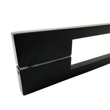 Imagem de Puxador Duplo P/ Porta Pivotante Em Aço Inox Twin 40cm Preto - DECORPL