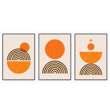 Imagem de Kit Com 3 Quadros Decorativos Abstratos Com Moldura Para Sala Quarto Escritório 52x722 Abstrato 017