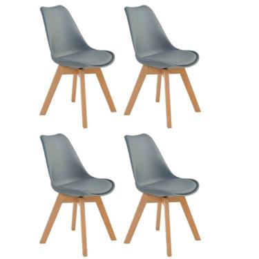 Imagem de Kit 4 Cadeiras Siena C- Estrutura Em Polipropileno E Base Madeira Fratini Cinza