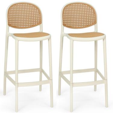 Imagem de Kit 2 Banqueta Alta Com Encosto Roma Em Polipropileno - Nude