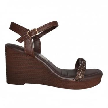 Imagem de Sandália Anabela Feminina Mississipi Tira De Strass MF513