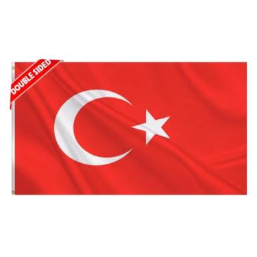 Imagem de HVATLTL Bandeira de barco de peru com 3 camadas dupla face, 30 x 45 cm, nylon 220D resistente, cores vivas, bandeiras náuticas turcas com 2 ilhós de latão para barco, quadriciclo, caminhão