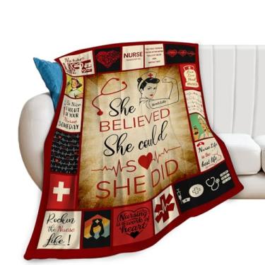 Imagem de Cobertor de enfermeira, cobertor de hospital de enfermagem, presentes de enfermeiras, cobertores de flanela de lã para meninas, mulheres, enfermeiras, profissionais, roupa de cama macia, presente para
