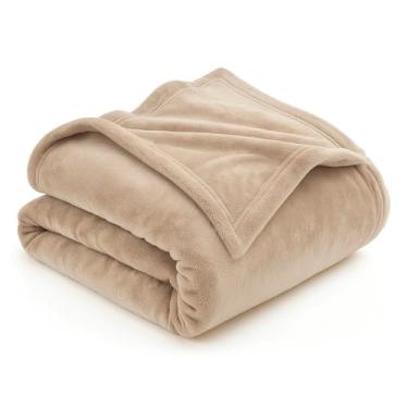 Imagem de Cobertor Manta Soft Microfibra Casal Queen 200x180cm – Manta Quente e Antialérgica Super Macia (Bege,1 Unidade)