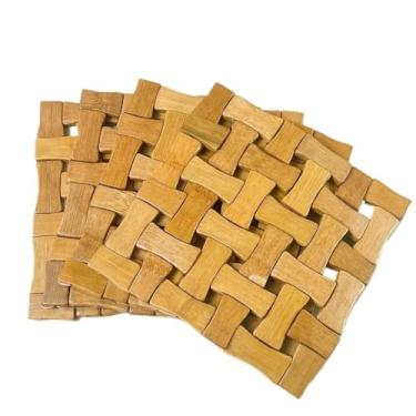Imagem de Kit 4 Peças Porta Panela Bambu Resistente ao Calor Multiuso Decorativo Casa Cozinha Mesa Posta(4 PEÇAS DOMINÓ G)