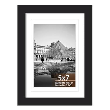 Imagem de YCCXBW Porta-retrato 12 x 18 cm, tela de 10 x 15 cm e 9 x 12 cm com tapete ou 13 x 17 cm sem tapete. Moldura de madeira projetada em acrílico para mesa e montagem na parede (preto, MDF 12,5 x 17 cm)