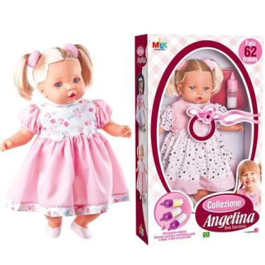 Imagem de Boneca Tipo Reborn Angelina Loira Fala 62 Frases + Mamadeira - Milk