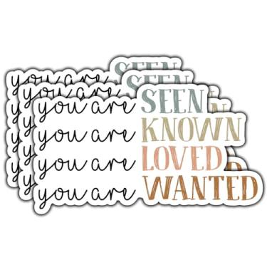 Imagem de (3 peças) Adesivo You are Seen Known Loved Wanted Frases motivacionais com citação inspiradora adesivo de vinil à prova d'água para livros, laptops, telefone, garrafas de água, copo copo Kindle