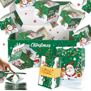 Imagem de Caixas de presente para dinheiro explosivo de Natal, pacote com 12 caixas de dinheiro surpresa pop-up com confetes, caixa de presente de explosão de feliz Natal para dar dinheiro, ideias divertidas de