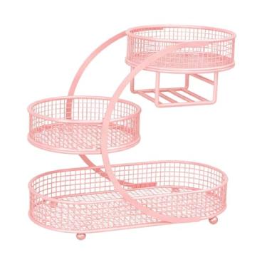 Imagem de Ｂｅｓｇａ Cesta de frutas, suporte para frutas, fruteira, decoração para casa, cesta para guardar pão, suporte para de legumes, ideal para sala de estar e, Rosa