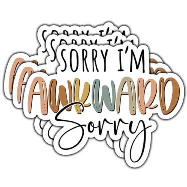Imagem de (3 peças) Adesivo Sorry I'm Awkward Sorry com citação engraçada, decalques motivacionais, inspiradores, adesivos de vinil à prova d'água para livros, laptops, telefone, garrafas de água, copo Kindle