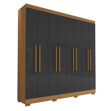 Imagem de Guarda Roupa Casal Porto 8 Portas 4 Gavetas Freijó Grafite - Aramóveis