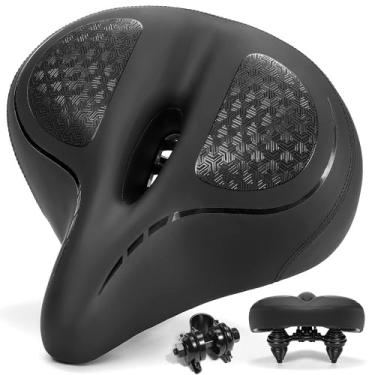 Imagem de Phroxbik Assento de bicicleta largo para homens e mulheres, assento de bicicleta acolchoado de espuma viscoelástica macia, confortável, grande para cruzador de praia, MTB, bicicleta urbana, ebike