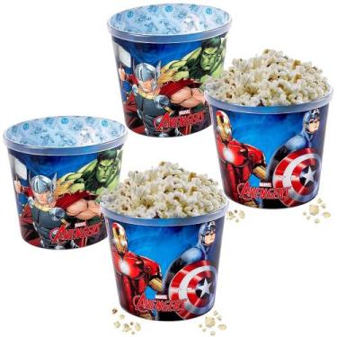 Imagem de 4 Baldes de Pipoca Vingadores Pote 2L Avengers Original - Plasútil, Po