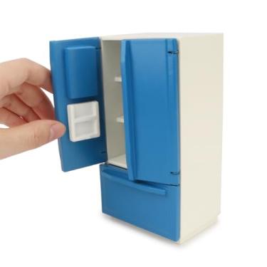Imagem de Miniature Dollhouse Fridge 1:12 Furniture Decoration Accessories Mini Refrigerator Kitchen Living Room Scene Model Ornaments（B-Blue