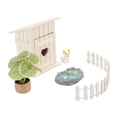 Imagem de RiToEasysports Acessórios de Jardim de Fadas Em Miniatura, Resina e Placa Sintética, Decoração de Terrário DIY Com Cerca, Vasos de Plantas e Figuras de Cachorro para Crianças, Decoração de Casa de