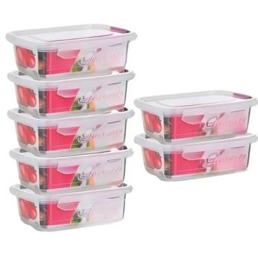 Imagem de Kit 10 Potes Hermeticos Plasticos para Marmitas Fitness e Mantimentos, 800ml, Transparentes, Com Travas Laterais(7 POTES 800ML)