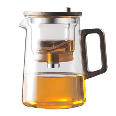 Imagem de Shakven Bule de chá de vidro, bule com infusor para chá a granel - Bule de separação de água de vidro com controle de imprensa | Chaleira de vidro resistente ao calor para casa, sala de estar, café,