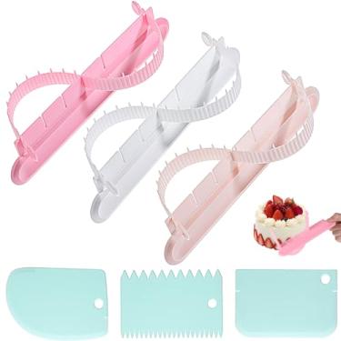 Imagem de 6 peças de ferramentas de decoração de bolo com escala graduada, ferramentas de cozimento de régua de arco de bolo, ferramenta de guia de arco de bolos ajustável, para assar em casa, lojas de
