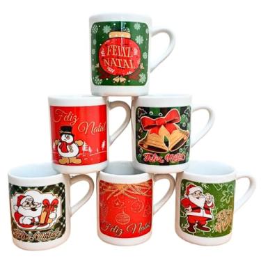 Imagem de Kit Jogo 6 Canecas Natal Porcelana 120ml
