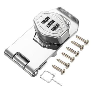 Imagem de PATIKIL Fechadura de combinação de armário sem chave 7,6 cm, liga de zinco, 3 dígitos, botão de torção, trava de ferrolho para armários, armário, gaveta, armário de cozinha ao ar livre, prata