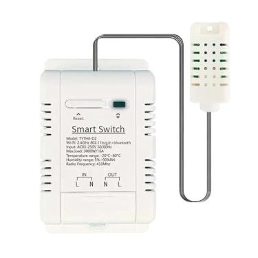 Imagem de Módulo de Interruptor de Relé Inteligente WiFi& RF, Sensor de Temperatura e Umidade com Monitoramento de Consumo de Energia, Controle Remoto de Telefone/Voz, Temporizador, Trabalhe com Alexa.