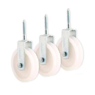 Imagem de Kit 3 Un Roldana Branca Plástica Com Parafuso 6Cm - Biehl