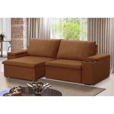 Imagem de Sofá Retrátil e Reclinável 3 Lugares 225cm com Porta Copos Ballarat Terracota