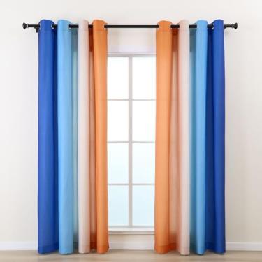 Imagem de L.Z.E Cortinas transparentes de terracota azul-marinho com privacidade ombré, 182 cm, conjunto com 2 painéis, azul, laranja, filtro de luz, cortinas e cortinas não transparentes para sala de estar