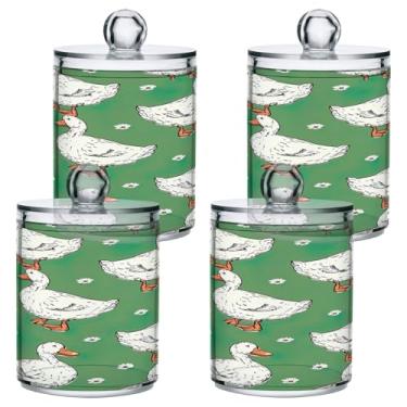 Imagem de ATTX Cute Ducks Dispensador de suporte Qtip para bola de algodão, cotonete, frasco de boticário de plástico transparente, decoração de casa, pote de armazenamento de cozinha, pacote com 4 (6)