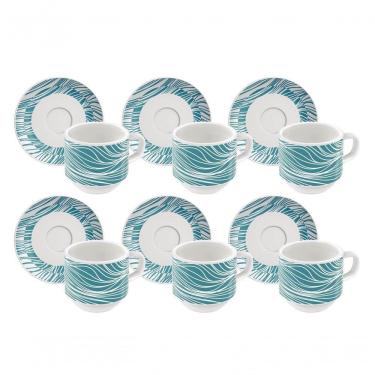 Imagem de Conjunto De Xícaras E Pires De Café Tramontina Porcelana Decorada 12 Peças Clarice 100ml
