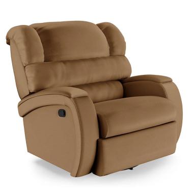 Imagem de Poltrona Papai Reclinável Napoli Glider Girat. Massagem Pu Caramelo Brilho Fh1