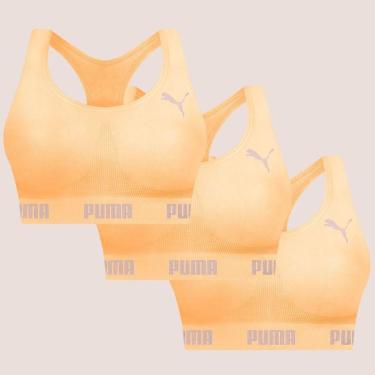 Imagem de Kit Com 3 Tops Puma Nadador Sem Costura E Sem Bojo Fitness Fit Para Academia Corrida Treino-Feminino