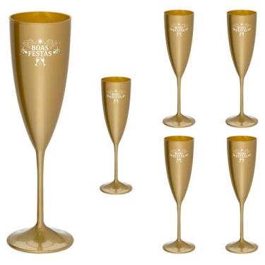 Imagem de Taça Espumante 170ml Boas Festas Acrílico Premium 6pçs - NEOPLAS, DOUR