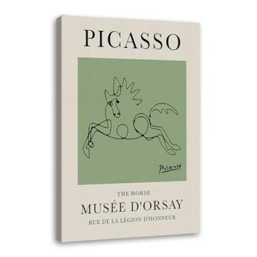 Imagem de Impressão em tela verde sálvia Pablo Picasso animais esboço arte de parede gato cão pássaro cavalo impressão linha abstrata desenho pôsteres para quarto casa escritório decoração (SKU15,40.6x50.8 cm =