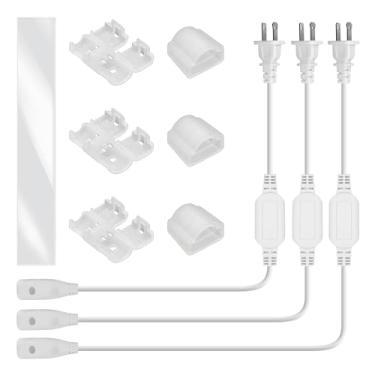 Imagem de Samsion Kit De Conectores Fita Led Inclui 3 Cabos Alimentação E Acessórios Sem Solda Para Luzes Corda 8 Mm Cor Única Ca 110V-130V Faça Você Mesmo, Compatível Com B0Ccd84Yln B0Ccd7K33W B0Cn6T4Xyj