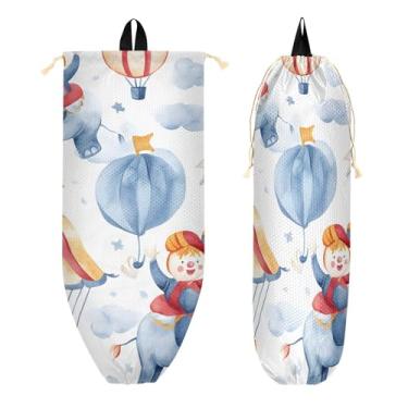 Imagem de xigua Suporte de parede de plástico para palhaços em aquarela com cordão 1 pacote, organizador de sacolas de supermercado reutilizável para bolsas, meias, roupas íntimas e gravatas