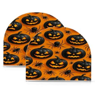 Imagem de Wassud Porta-guardanapos de acrílico Black Spooky Pumpkins, moderno dispensador de guardanapos de papel em forma de U para mesa, cozinha, sala de jantar, bancada 2 peças (comporta 50-60 guardanapos)