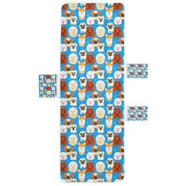 Imagem de STAYTOP Capa de toalha de cadeira de descanso, capa de espreguiçadeira macia de cães de desenho animado, capas de cadeira de praia com bolsos para jardim ao ar livre, pátio, pátio, banhos de sol