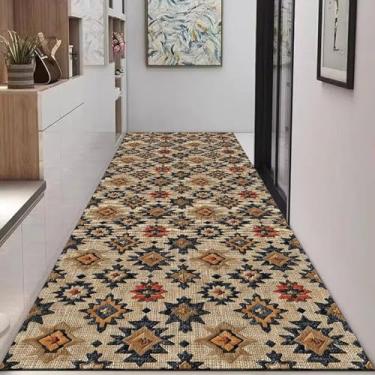 Imagem de HGTRH Tapete para cozinha lavável, tapete de cozinha corredor antiderrapante, tapete de veludo de cristal estreito corredor para entrada corredores cozinha lavanderia, amigo da pele B 50 x 450 cm