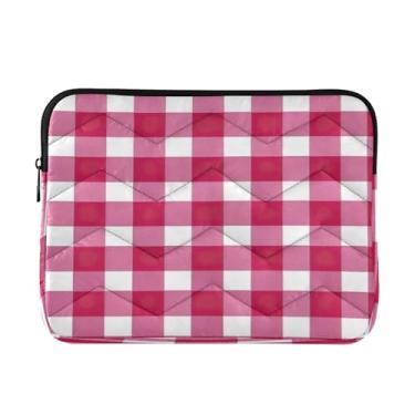 Imagem de Kigai Bolsa para laptop, cor rosa, xadrez búfalo, macia e resistente a impactos, capa para laptop, bolsa protetora para notebook de 13 a 14 polegadas