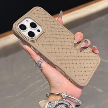 Imagem de Capa de luxo com cristais, resistente a impactos, para iPhone 16 Pro Max, 16 Plus e 16e (compatível com iPhone 15, 14, 13, 12 e 11 Pro Max, na cor Ouro do Deserto).