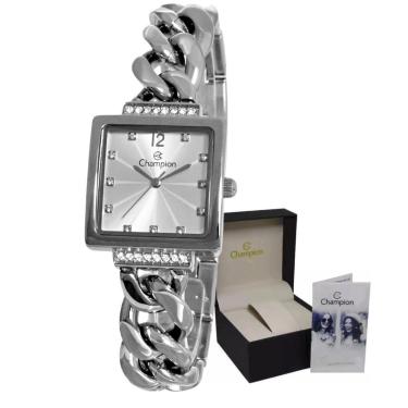 Imagem de Relógio de Pulso Feminino Champion Prateado Original Pedras-Feminino