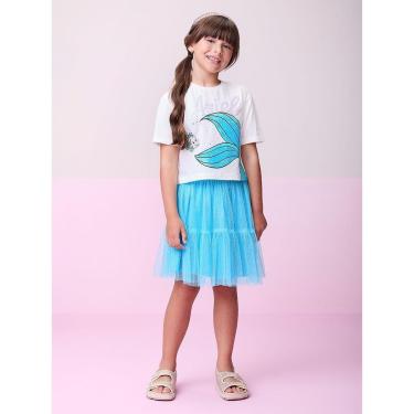 Imagem de CONJUNTO BLUSA E SAIA DE TULE PEQUENA SEREIA CAUDA ARIEL E LINGUADO MOMI-Feminino
