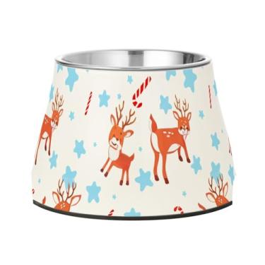 Imagem de Burbuja Tigela de aço inoxidável para comida e água para cães de veado flocos de neve, antiderrapante para cães médios e gatos, 590 ml