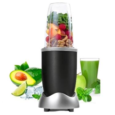 Imagem de Mini Liquidificador Portátil Blender, 900W de Potência, Copo 950ml, 4 Copos Inclusos, Triturador para Vitaminas e Smoothies, Preto